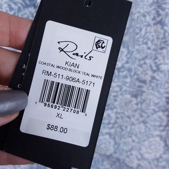 RAILS Mens Swimwear XL Blue Pull On Swim Trunks Drawstring KIAN Coastal Teal - Picture 3 of 12